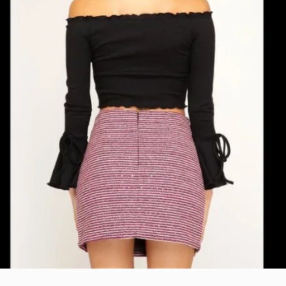 Tweed Mini Skirt with Sequin Details - Picture 2 of 3